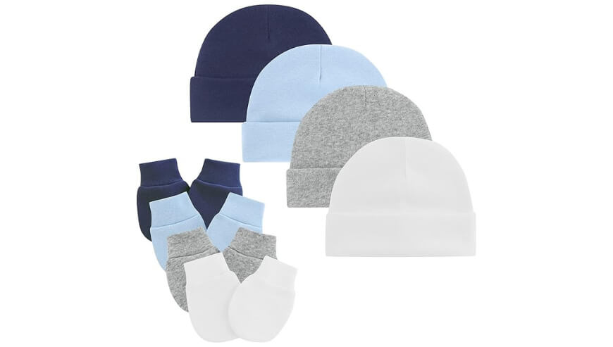 Zando Unisex Baby Beanie Caps & Mittens: Cozy Newborn Set