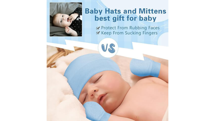 Zando Unisex Baby Beanie Caps & Mittens: Cozy Newborn Set