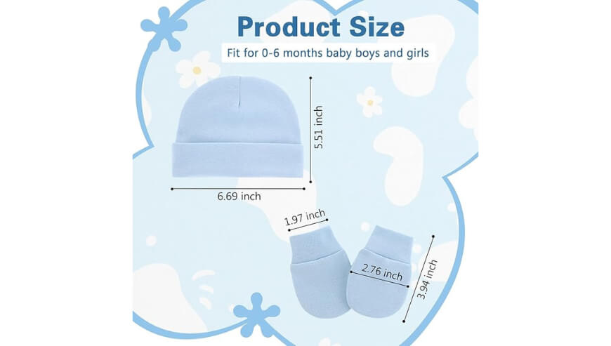 Zando Unisex Baby Beanie Caps & Mittens: Cozy Newborn Set