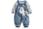 Cute Baby Boy Clothes: Striped T-Shirt & Denim Overalls Set