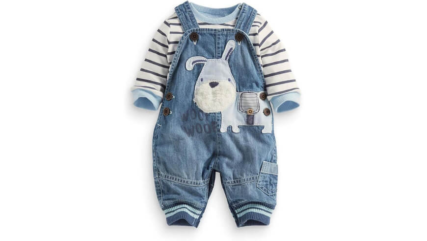 Cute Baby Boy Clothes: Striped T-Shirt & Denim Overalls Set