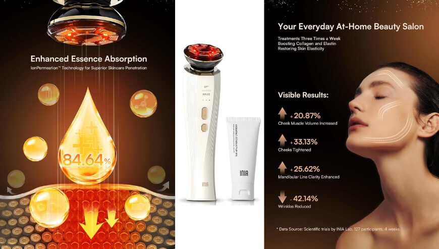 Microcurrent Facial Device & Red Light Therapy by INIA