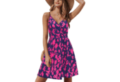 #image_title 2024 V Neck Floral/Solid Summer Dress