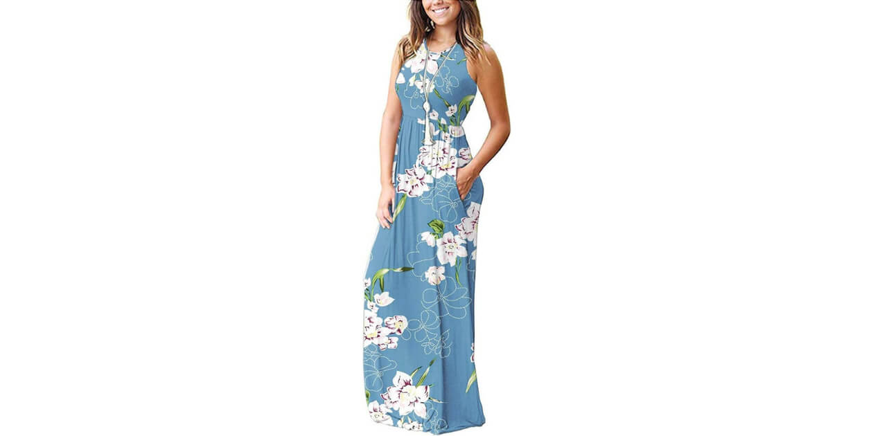 AUSELILY Women’s Summer Sleeveless Loose Maxi Dress