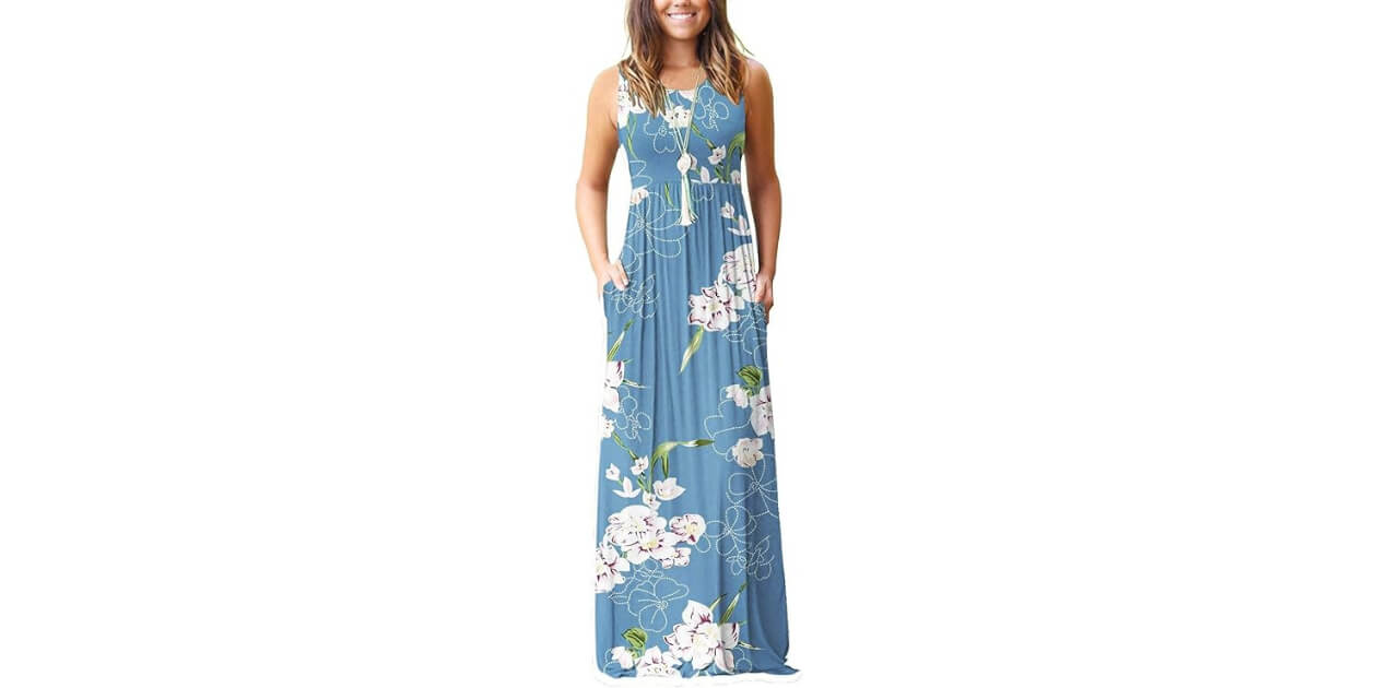 AUSELILY Women’s Summer Sleeveless Loose Maxi Dress