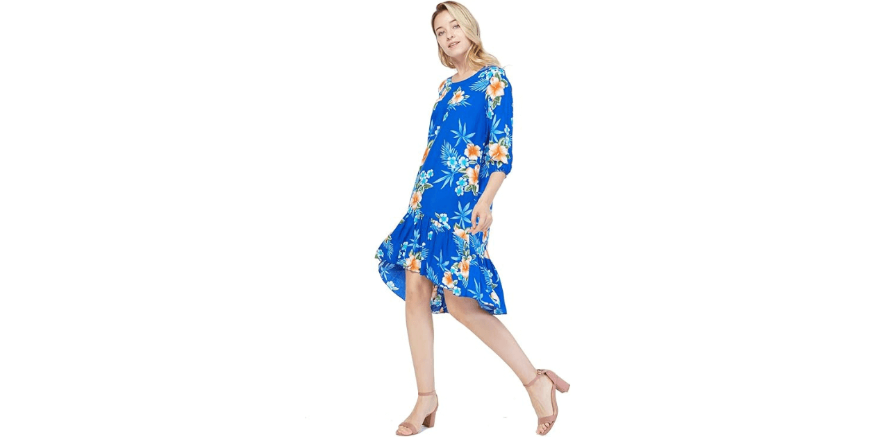 Matchable Family Hawaiian Luau Clothes in Hibiscus Blue