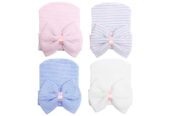 Zando Baby Beanie with Bow: Soft Cotton Newborn Cap