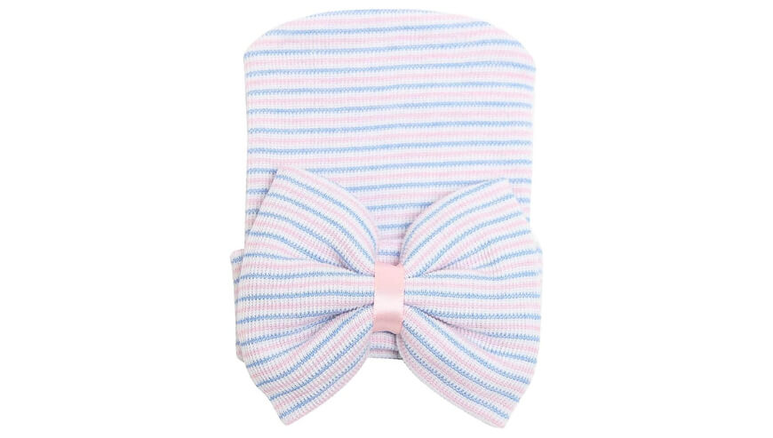Zando Baby Beanie with Bow: Soft Cotton Newborn Cap