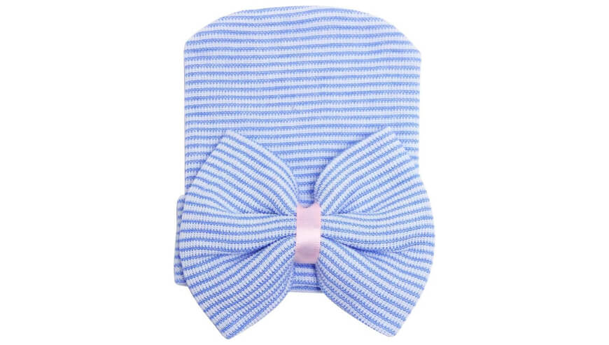 Zando Baby Beanie with Bow: Soft Cotton Newborn Cap
