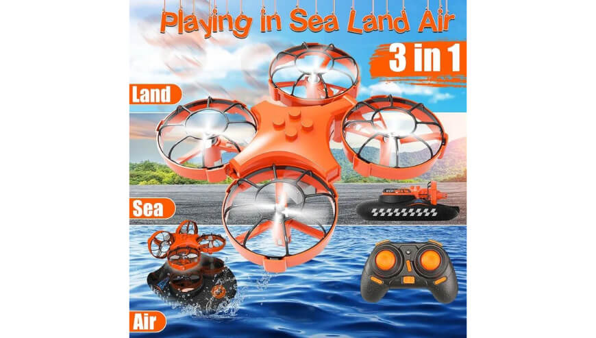 RC Hovercraft Toy – 3-in-1 RC Boat, Car, and Drone for All Terrains